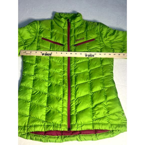 Marmot Puffer Jacket Womens Green Goose Down Fill Zip Coat Size Small * See Desc - Picture 6 of 8